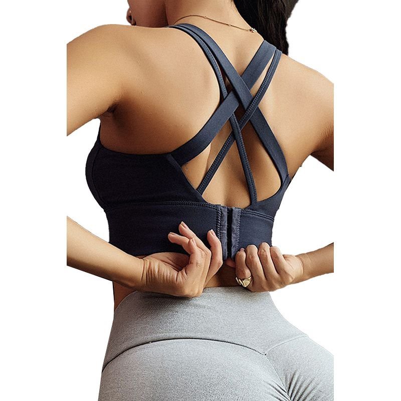 Back Buckle Criss Cross U Neck Sports Bra