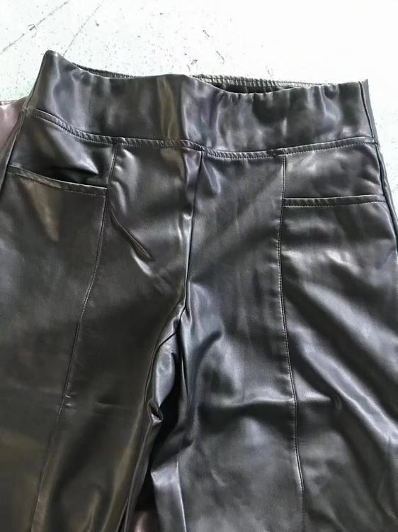 Ladies Fashion High Waist Faux PU Pants