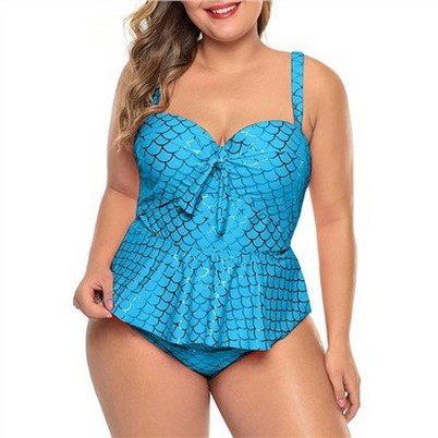 Pink Plus Size Halter Neck Peplum Tankini